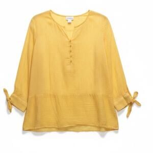 Liz Claiborne yellow with white stripes ties on sleeves lightweight | EUC